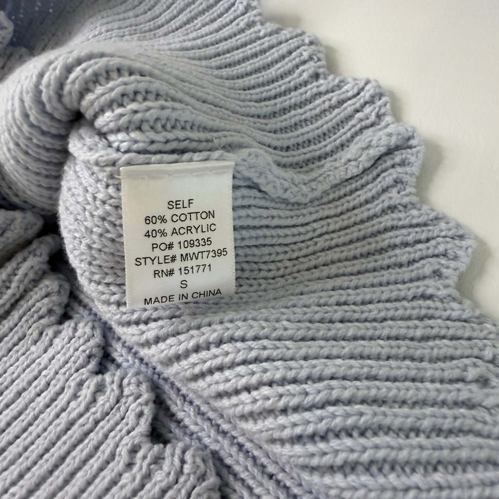 Le Lis Ribbed Crop Sweater Womens Small Light Blue Scalloped Neck Long Sleeve - Picture 7 of 7